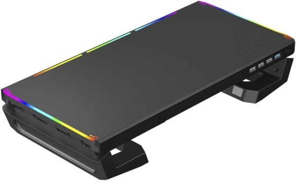 C3Tech Base para Monitor Gaming BM-L100BK, preto, com luzes RGB, Possui Hub USB embutido com saídas 1 x USB 3.0 e 3 x USB 2.0, Apoie Monitor, Notebook, Impressora, TV, Console - Imagem 2