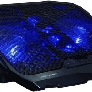 C3Tech Base para notebook Gamer NBC-100BK 17,3" Refrigerada, 4 Ventiladores, Led Azul, controle de velocidade, regulagem de altura em 5 posições, Display digital em LCD