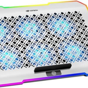 C3Tech Base refrigerada Gamer para Notebook, NBC-550SI 17,3" Cinza, 5 niveis de ajustes de inclinacao, ajuste de velocidade, Iluminacao RGB em 10 modos, superficie em aluminio, suporte para celular