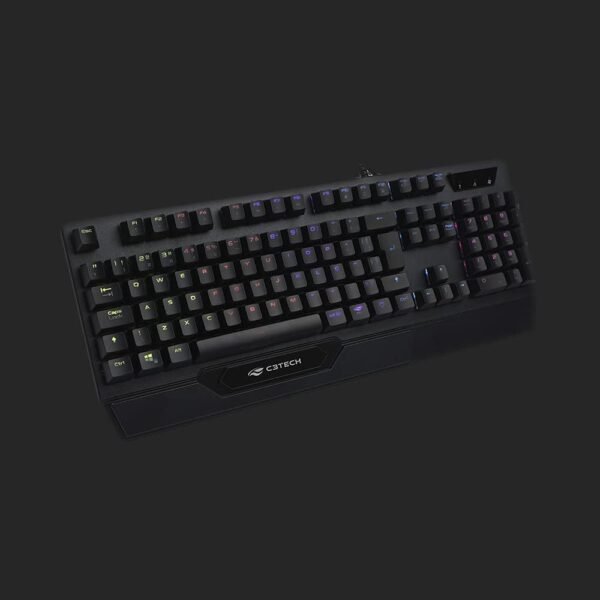 C3Tech Teclado Gamer KGM-1200BK Mecanico Preto USB Layout ABNT2 Switch Blue Anti-ghosting Ergonômico Iluminação Multicores - Imagem 2