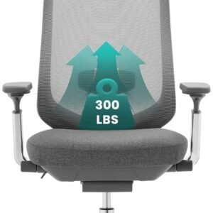 COLAMY Cadeira de escritório de malha ergonômica, cadeira de escritório com encosto alto, cadeira executiva de computador com suporte lombar, encosto de cabeça ajustável e braços 4D, assento