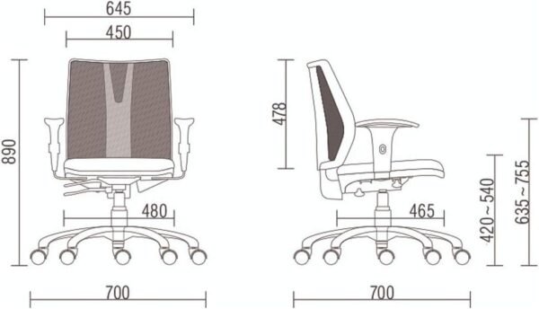 Cadeira Addit Ergonômica - 4124 Nr17 da ABNT com regulagem de Braço (Tecido Crepe cor: Preto)