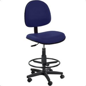 Cadeira Caixa Alta Executiva Azul Marinho de Escritório Courvin Rodízios Aro de Aço Ergonômica - Home Gourmet