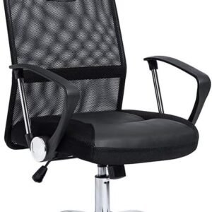 Cadeira De Escritório Giratória Executive com Encosto de Malha Mesh Respirável, Preta, Altura Ajustável