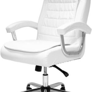 Cadeira De Escritório Presidente Branca Com 42 Molas Ensacadas, Pillow Top no Assento e Encosto, Sistema Relax Com Trava de Posição, Ergonômica Monique Big Executiva Giratória