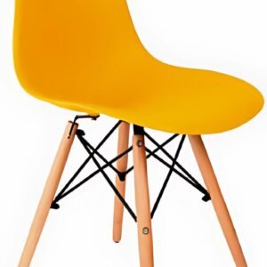 Cadeira Design Charles, Assento Ergonômico, Base de Madeira, Confortável e Elegante para Escritório e Sala de Jantar (Amarela)