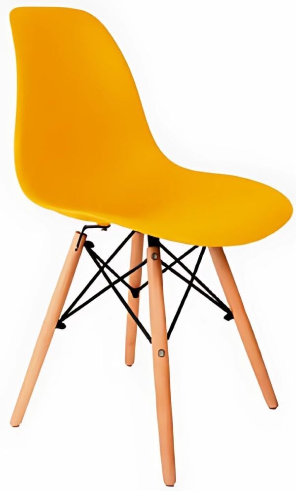 Cadeira Design Charles, Assento Ergonômico, Base de Madeira, Confortável e Elegante para Escritório e Sala de Jantar (Amarela)