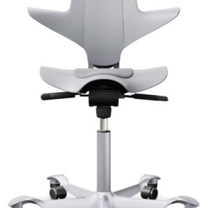 Cadeira Ergonômica HÅG Capisco Puls 8010, Assento Sela, Ajustes Múltiplos, Promove Movimento e Postura Saudável, Suporte Lombar, Confortável, Ideal para Home Office e Escritório - Cinza Claro e Preto