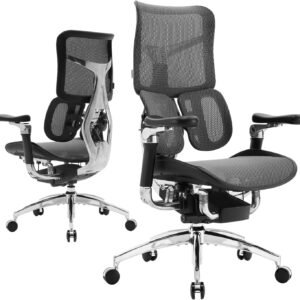 Cadeira Ergonômica para Escritório Malha Respirável com Toque de Nuvem Assento com Profundidade Ajustável Suporte Integrado para Cabeça Pescoço e Costas Apoio Lombar Elástico Duplo