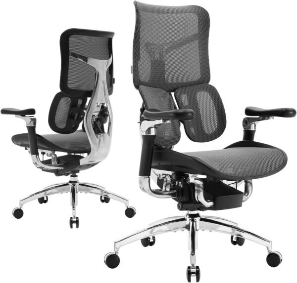 Cadeira Ergonômica para Escritório Malha Respirável com Toque de Nuvem Assento com Profundidade Ajustável Suporte Integrado para Cabeça Pescoço e Costas Apoio Lombar Elástico Duplo