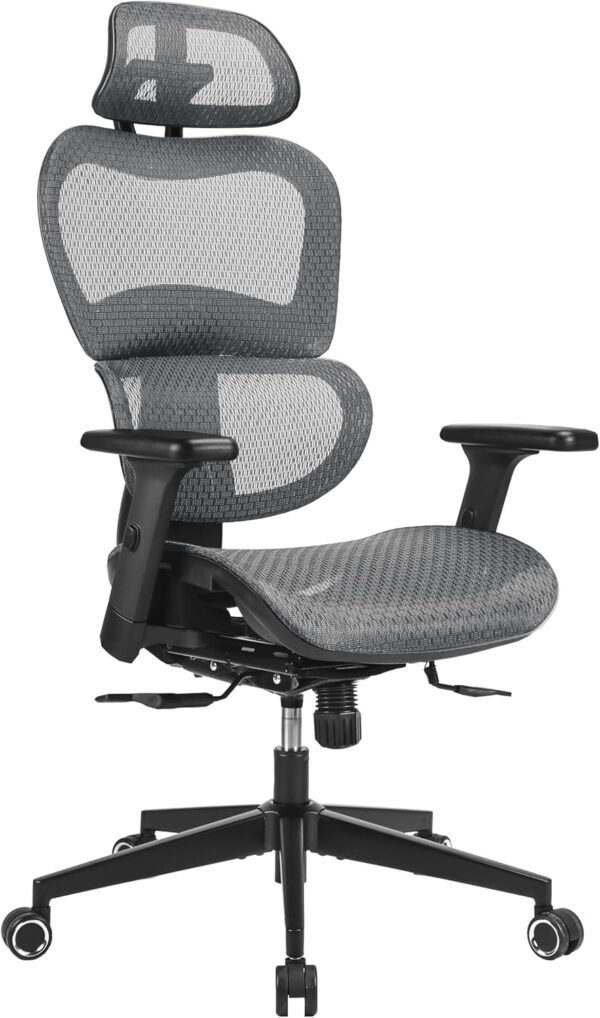 Cadeira Escritório Ergonomica DT3 Alera+, em Mesh Vidartex™, apoio de cabeça 2D, braços 3D, apoio lombar AWS+ajuste na altura do encosto, suporta até 120kg e altura máx. de 1,90cm(Grey)