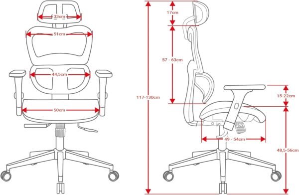Cadeira Escritório Ergonomica DT3 Alera+, em Mesh Vidartex™, apoio de cabeça 2D, braços 3D, apoio lombar AWS+ajuste na altura do encosto, suporta até 120kg e altura máx. de 1,90cm(Grey) - Imagem 2