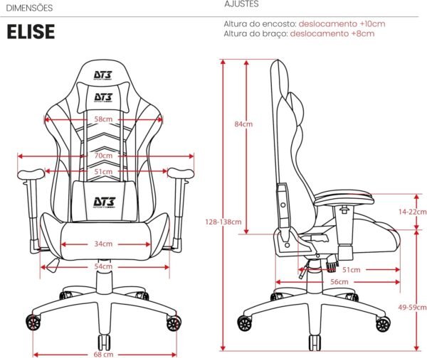 Cadeira Escritório Gamer DT3 Grigio, ergonomica e confortável com revestimento em Tecido Max2Weave™, espuma injetada, estrutura em aço tubular, braços 2D+, suporta até 130kg e altura máx. de 1,80m - Imagem 2