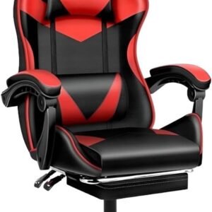 Cadeira Escritório Gamer Ergonômica Reclinável Confortável Com Rodinha E Apoio Para Os Pés(Vermelho)