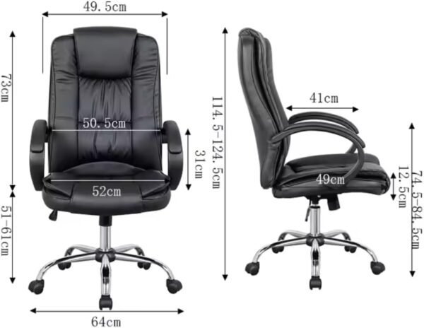Cadeira Escritório Presidente Giratória Regulagem de Altura a Gás Ergonômica Presidente Executiva Diretor Big Boss Confortável Relax BlidShop Preta - Imagem 2