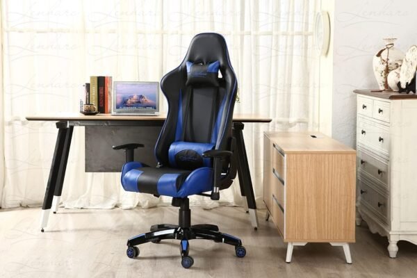 Cadeira Gamer Azul e Preta Giratória com Regulagem de Encosto e Braços - Panther - LMS-BE-8-141