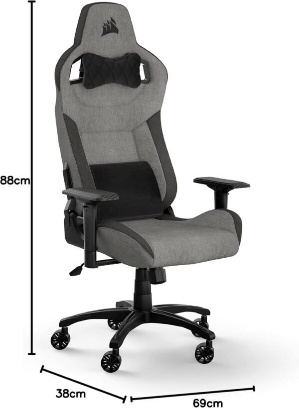 Cadeira Gamer Corsair T3 Rush 2023, Até 120Kg, Apoio de Braços 4D, com Almofadas, Reclinável, Cinza/Carvão - CF-9010056-WW - Imagem 2