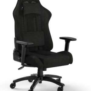Cadeira Gamer Corsair TC100 Relaxed Fabric, Até 120Kg, com Almofadas, Reclinável, Cilindro de Gás Classe 4, Preto - CF-9010051-WW