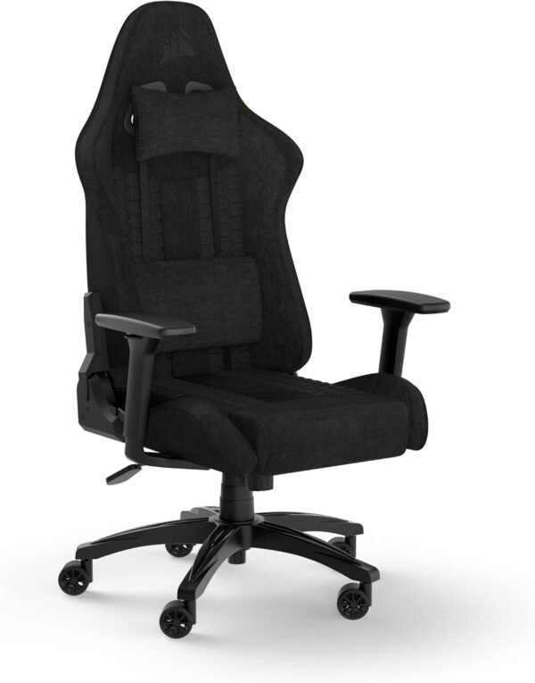 Cadeira Gamer Corsair TC100 Relaxed Fabric, Até 120Kg, com Almofadas, Reclinável, Cilindro de Gás Classe 4, Preto - CF-9010051-WW