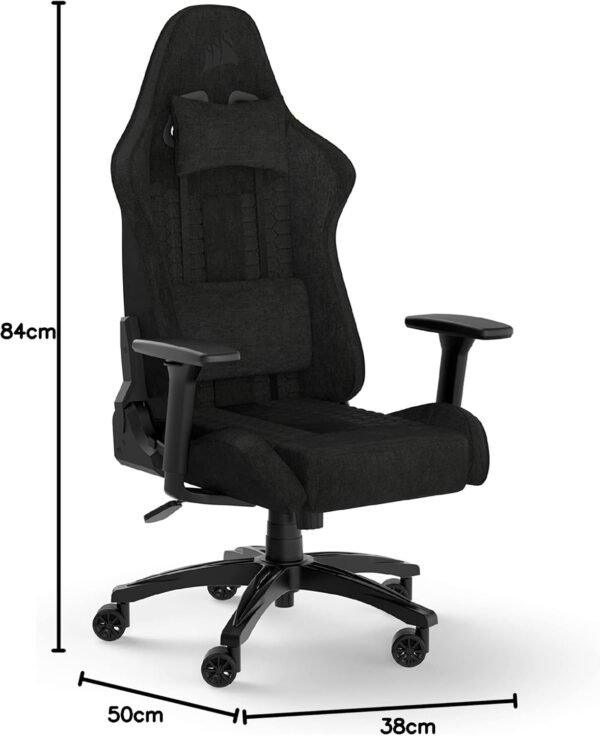 Cadeira Gamer Corsair TC100 Relaxed Fabric, Até 120Kg, com Almofadas, Reclinável, Cilindro de Gás Classe 4, Preto - CF-9010051-WW - Imagem 2