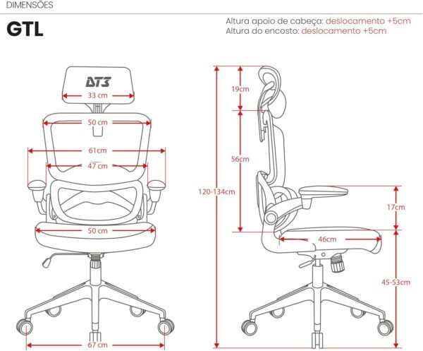 Cadeira Gamer DT3 GTL, ergonomica revestimento tecido Max2Weave™ + Mesh DT3 Vintex-Y™, apoio cabeça 2D, Braço retrátil ate 90º+rotação de até 180°, suporta até 110kg e altura máx. de 1,80m (Blue) - Imagem 2