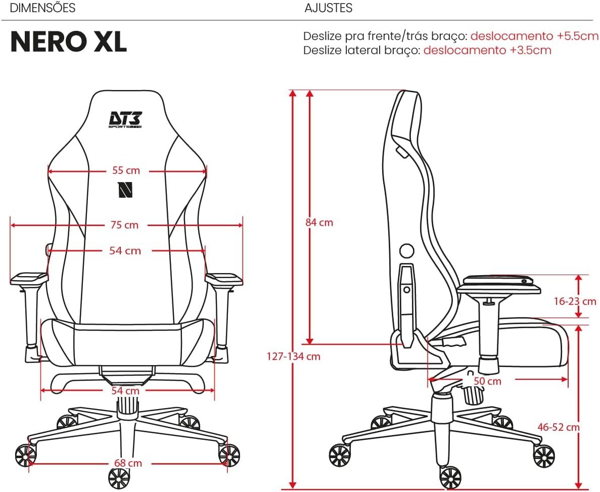 Cadeira Gamer DT3 Nero XL, Revestimento com Tecido DT3 Max2Weave™. almofada magnética apoio lombar integrado, braços 4D+, suporta até 150kg e altura máx. de 1,95m (Graphite) - Imagem 2