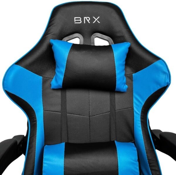 Cadeira Gamer Ergonomica Impact BRX c Apoio Braço Reclinável Cor Azul - Imagem 2