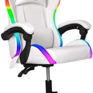 Cadeira Gamer Fox Racer Nordic Rgb Encosto Ajustavel Branca Até 120kg
