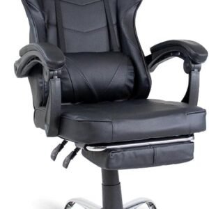 Cadeira Gamer Preto Healer Level Reclinável Giratória com apoio de pés