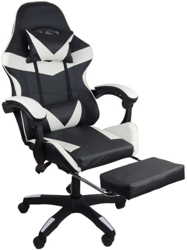 Cadeira Gamer Stillus Ergonômica Com Apoio Para Os Pés - Preta/Branca
