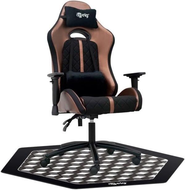 Cadeira Gamer com Tapete Yazi Conforto Premium com Espuma D40, Reclinável, Braços e Encosto Ajustáveis - CH35BKBR ELG