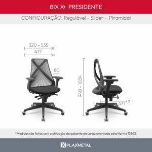 Cadeira Para Escritório Ergonômica Giratória Bix Plaxmetal Preto