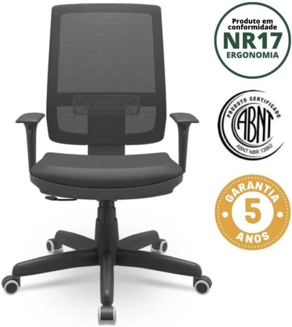 Cadeira Para Escritório Ergonômica Presidente Brizza Plaxmetal Preto