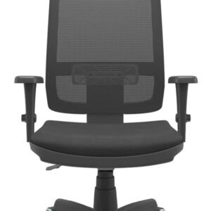 Cadeira Presidente Brizza Giratória BackSystem NR17 com Braço 3D Apoio de Cabeça Assento Poliéster Plaxmetal Preta