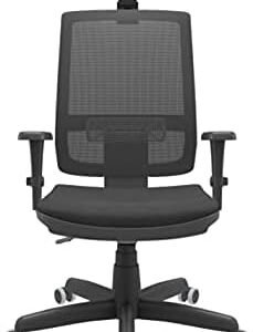 Cadeira Presidente Brizza Giratória BackSystem NR17 com Braço 3D Assento Poliéster Plaxmetal Preta