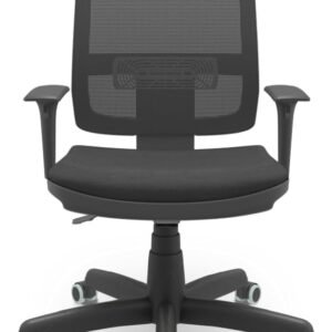 Cadeira Presidente Brizza Tela Back System Com Assento Crepe Plaxmetal Preta