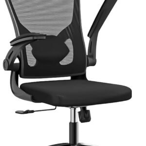 Cadeira Presidente Ergonômica com Cabide Integrado, Apoio de Cabeça e Braços Ajustáveis, Reclinável com Trava de Inclinação, Tela Mesh Respirável, Base Giratória 360° – Preta