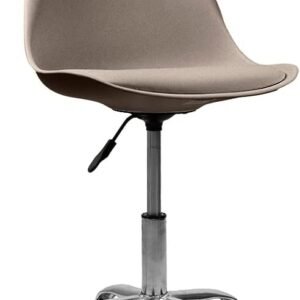 Cadeira Saarinen Office Base Cromada Com Rodizio Giratória - Bege