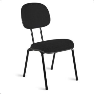 Cadeira Secretária Fixa Pé 7/8 Estofada Preta, Confortável e Resistente, com Estrutura Robusta e Design Moderno - Escritex