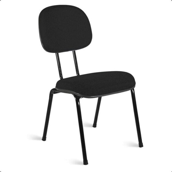 Cadeira Secretária Fixa Pé 7/8 Estofada Preta, Confortável e Resistente, com Estrutura Robusta e Design Moderno - Escritex