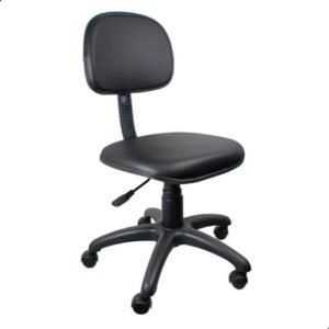 Cadeira Secretária Giratória Ergonômica de Escritório em Courvin com Rodízios Antirrisco, Ajustável, Confortável e Durável, Preto - Escritex