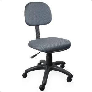 Cadeira Secretária Giratória de Escritório com Rodízios, Estofada em Tecido Ergonômico Cinza - Escritex