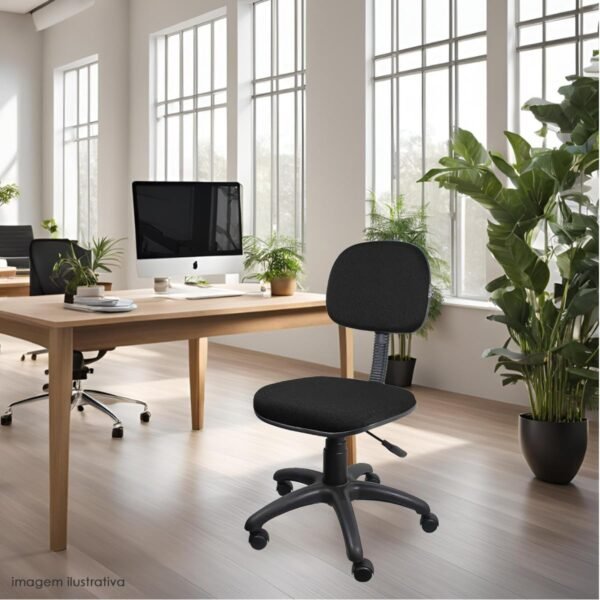 Cadeira Secretária Giratória de Escritório com Rodízios, Estofada em Tecido Ergonômico Cinza - Escritex - Imagem 2