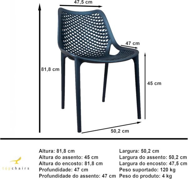Cadeira Suits Preta Sala de Jantar Área Externa Gourmet Restaurante Sorveteria - Top Chairs - Imagem 2
