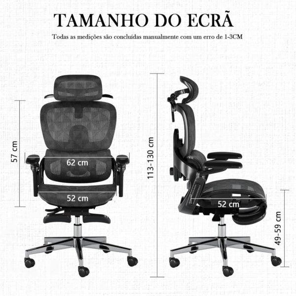 Cadeira de Ergonômica Escritório, Encosto e Assento Ajustáveis, Encosto Lombar Ajustável Cinco Níveis, Apoio de Braço Robótico 8D, Almofada 3D, 135° Reclinável Cadeira Game, Preto - Imagem 2
