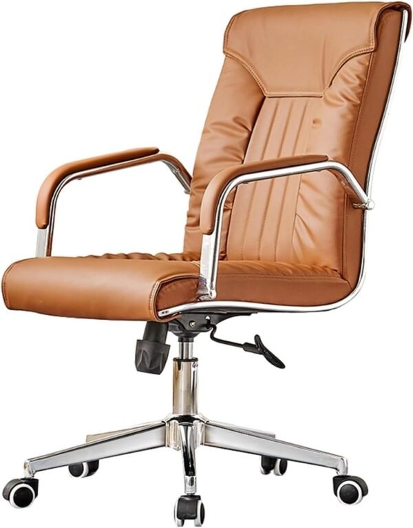 Cadeira de Escritório Cadeira de escritório executiva com encosto alto Cadeira de escritório em couro PU com apoio de braço, cadeira ergonômica para escritório doméstico Cadeira Gamer(Brown)