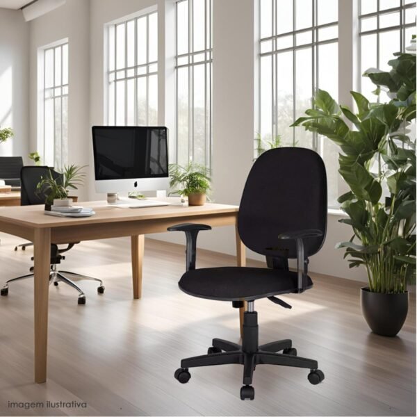 Cadeira de Escritório Diretor Ergonômica Giratória com Relax, Braços Ajustáveis e Revestimento em Tecido Preto - Conforto, Suporte e Estilo para Escritório e Home Office - Escritex - Imagem 2