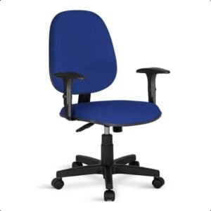 Cadeira de Escritório Diretor Giratória Azul com Relax, Braços Reguláveis, Encosto Reclinável e Espuma Injetada - Home Gourmet