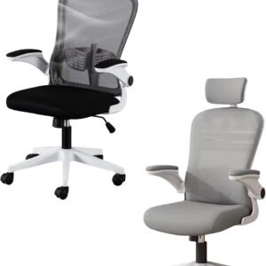 Cadeira de Escritório Ergonômica C7 Neo Office, Encosto em Tela Mesh, Altura Ajustável 45-55cm, Apoio de Cabeça Removível (Preto)