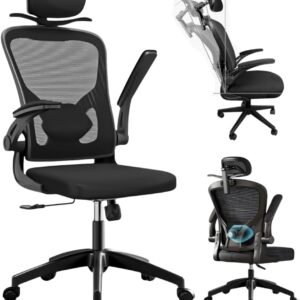 Cadeira de Escritório Ergonômica Giratória Presidente Com Cabide Estofado Mesh Encosto Anti Transpirante Com Braços Reguláveis e Design Moderno